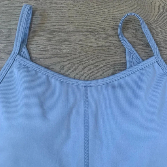 Yogalicious Illusion Ribbed Lotus Short Romper - Size M - Light Blue - NWT - Picture 8 of 13